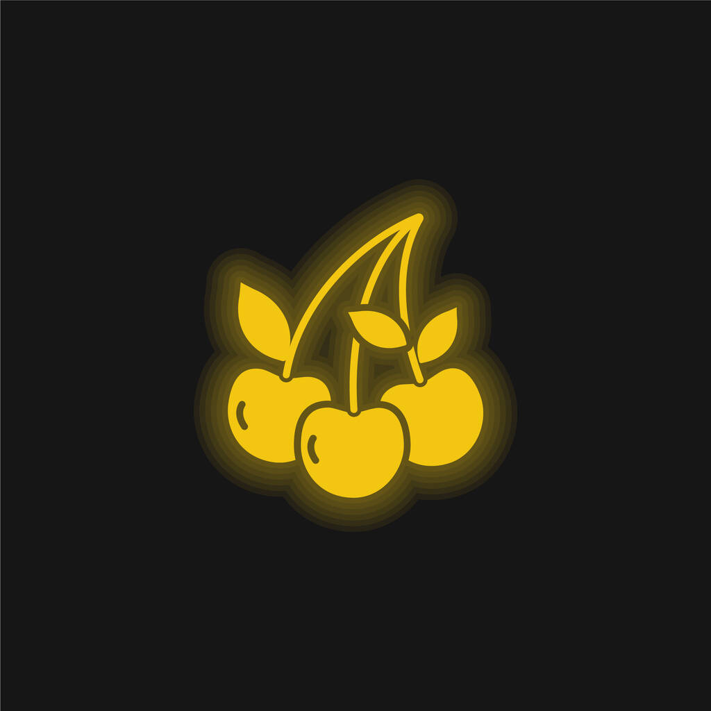 Wiśniowa żółta świecąca ikona neonu - Wektor, obraz