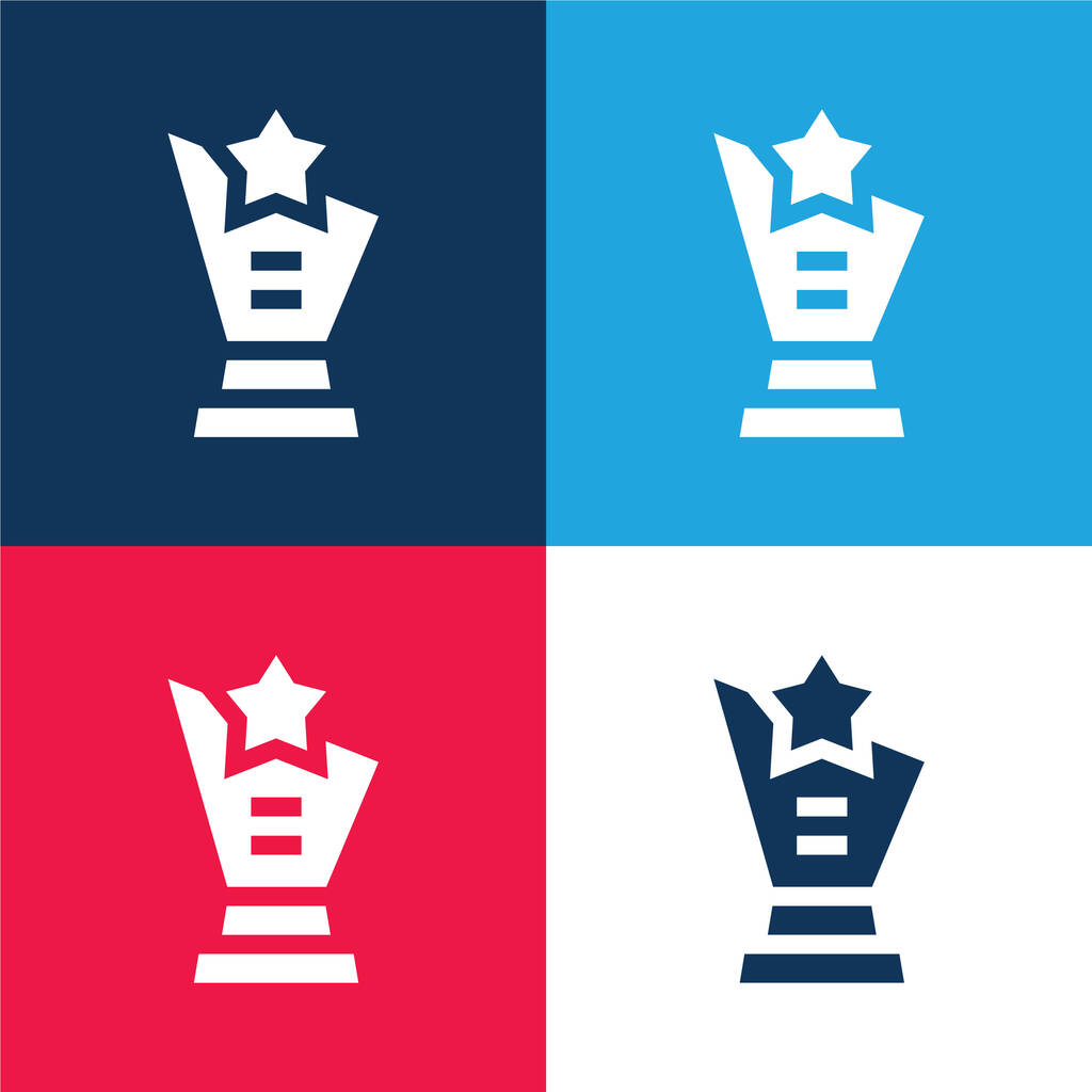 Színész kék és piros négy szín minimális ikon készlet - Vektor, kép