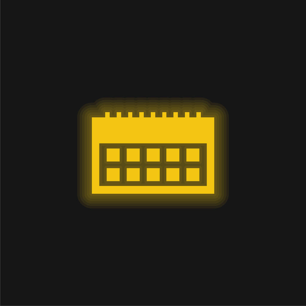 Calendario anual amarillo brillante icono de neón - Vector, imagen