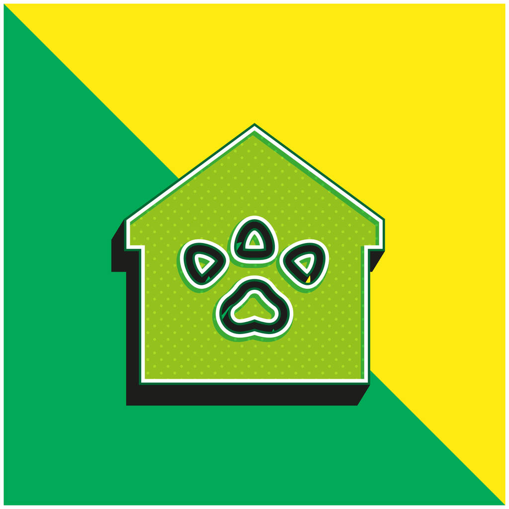 Животный приют Зеленый и желтый современный 3d логотип векторной иконы - Вектор,изображение