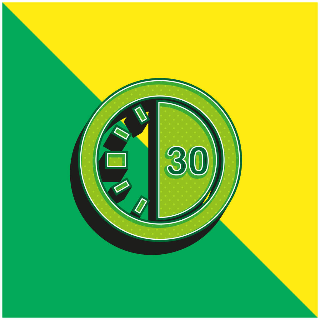 30 sekuntia ajastin vihreä ja keltainen moderni 3d vektori kuvake logo - Vektori, kuva