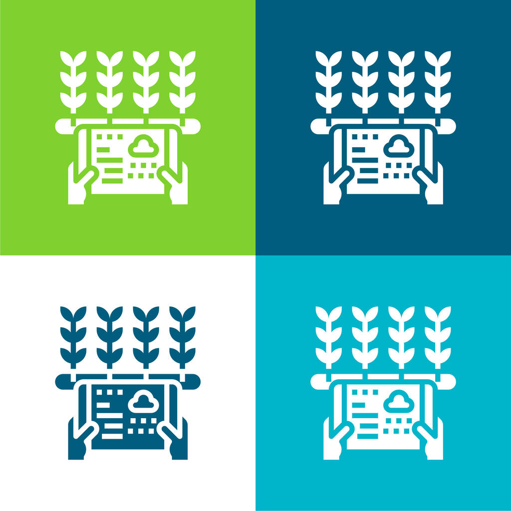 Agriculture Flat four color minimal icon set - Vector, Image