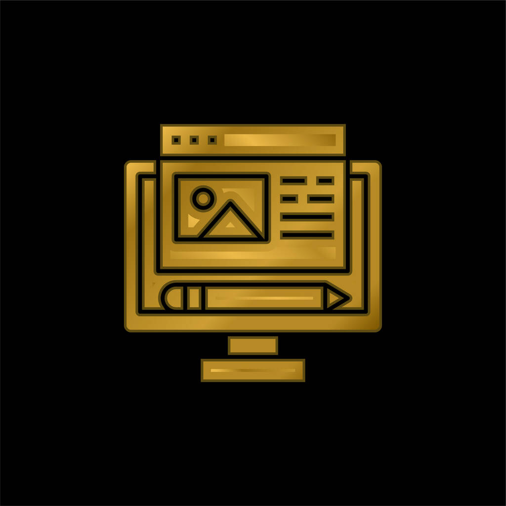 Blog gold plated metalic icon or logo vector - Vector, Image