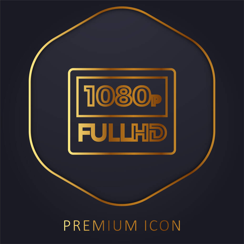 1080p Full HD χρυσό λογότυπο γραμμή πριμοδότηση ή εικονίδιο - Διάνυσμα, εικόνα