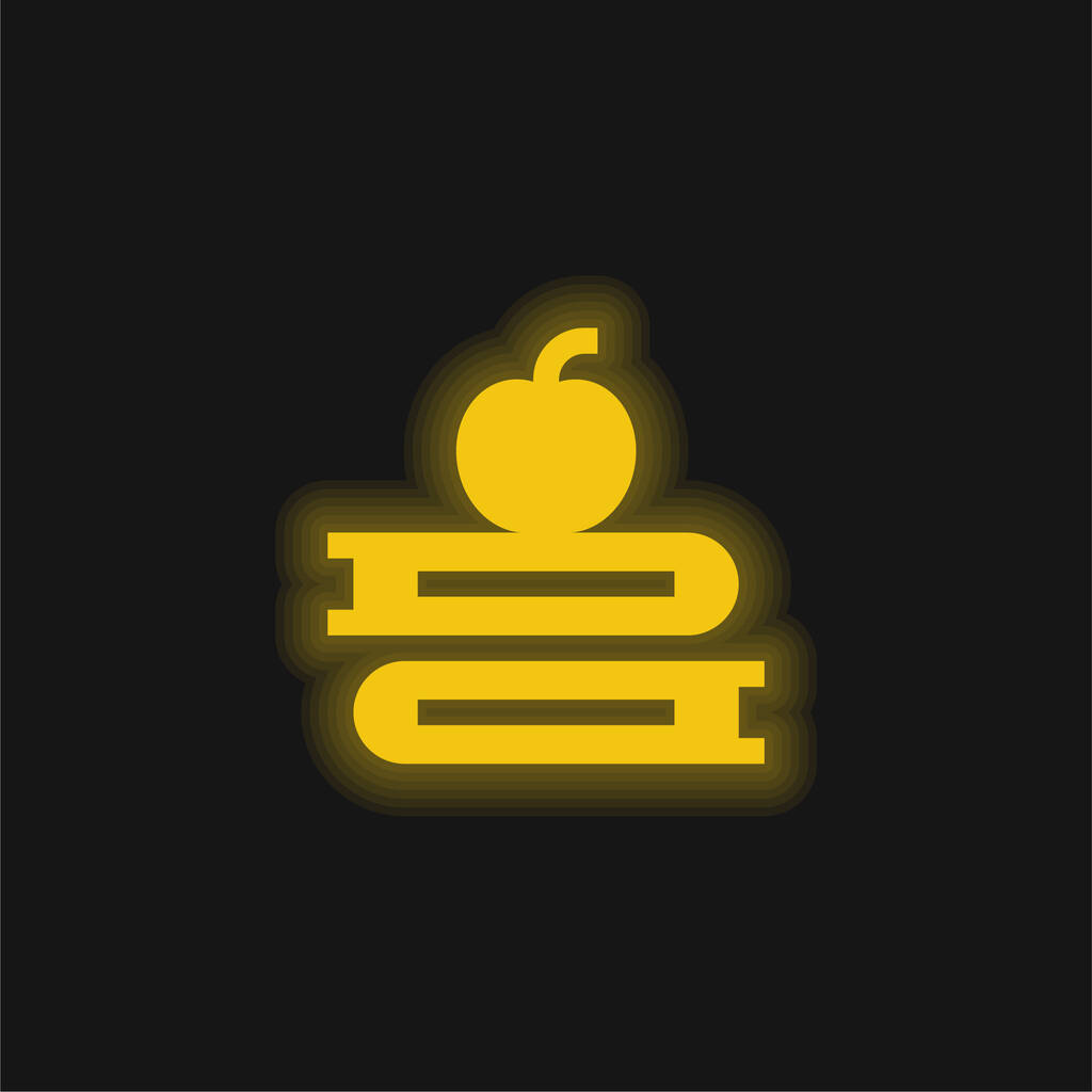 Книги жовта сяюча неонова ікона
 - Вектор, зображення