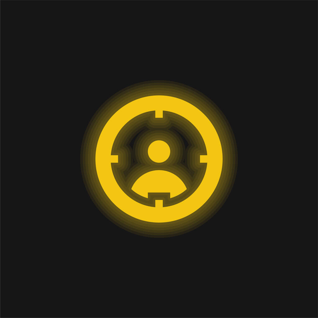 Apuntar amarillo brillante icono de neón - Vector, imagen