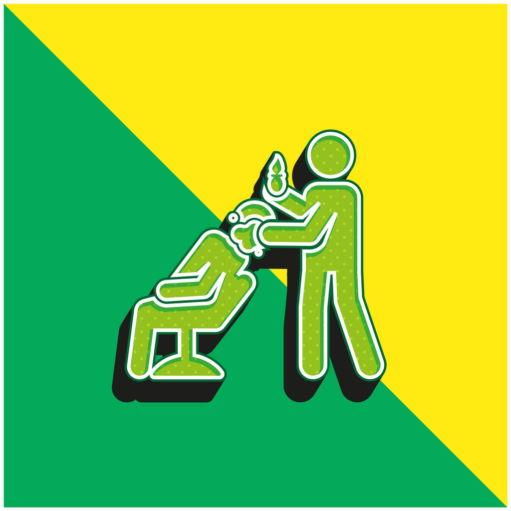 Barber Πράσινο και κίτρινο σύγχρονο 3d διάνυσμα εικονίδιο λογότυπο - Διάνυσμα, εικόνα