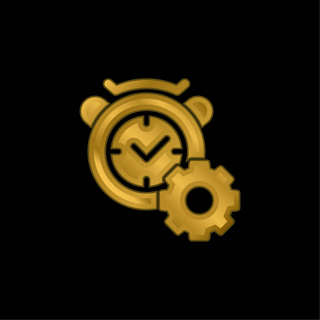 Συναγερμός Ρολόι επιχρυσωμένο μέταλλο εικονίδιο ή το λογότυπο διάνυσμα - Διάνυσμα, εικόνα