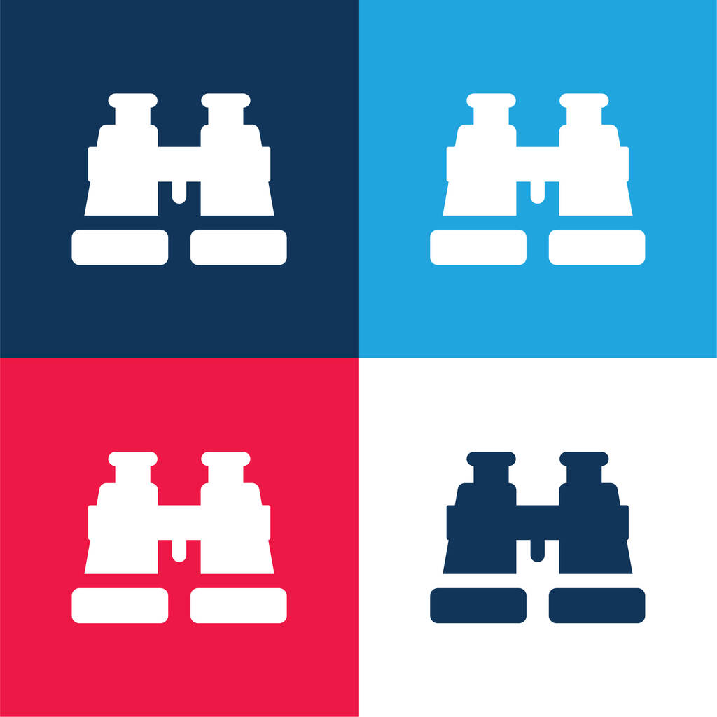 Ferngläser blau und rot vier Farben minimales Symbol-Set - Vektor, Bild
