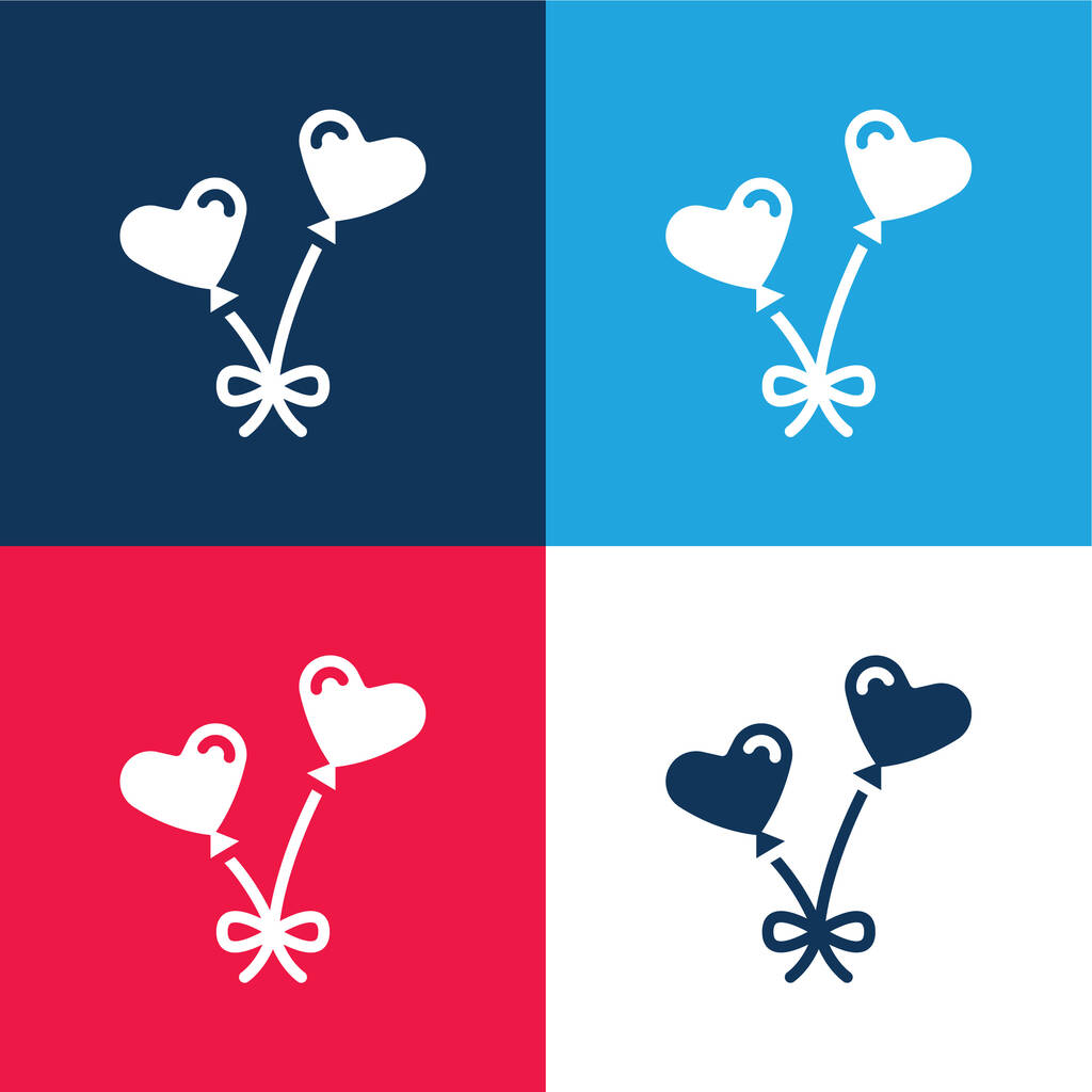 Palloncini blu e rosso set di icone minimali a quattro colori - Vettoriali, immagini
