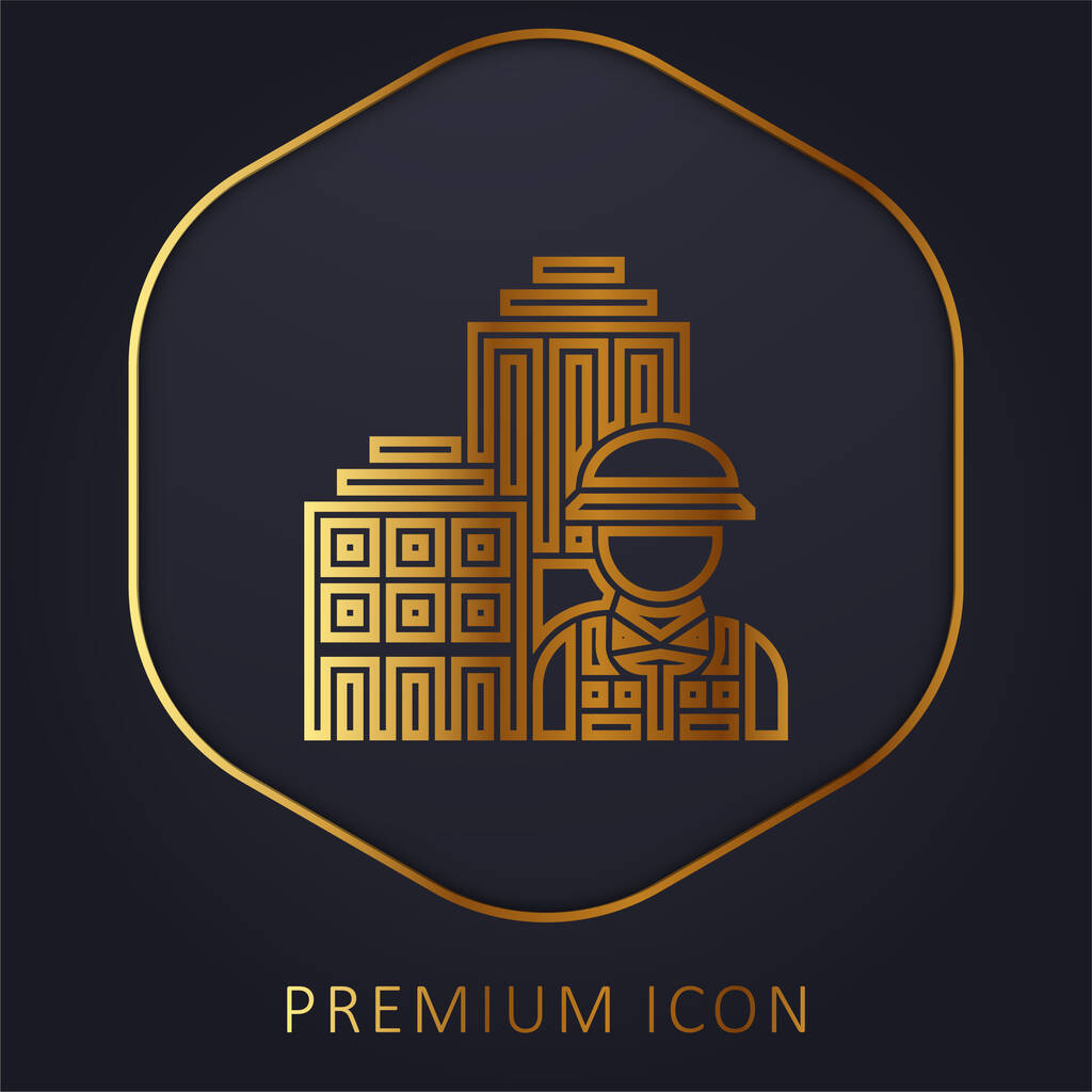 Arquitetura linha dourada logotipo premium ou ícone - Vetor, Imagem