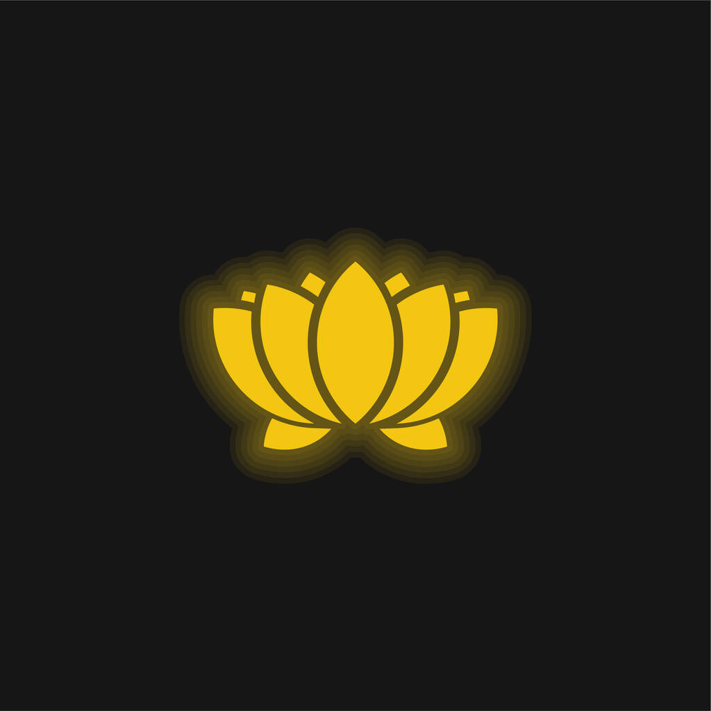 Vízi Virág sárga izzó neon ikon - Vektor, kép