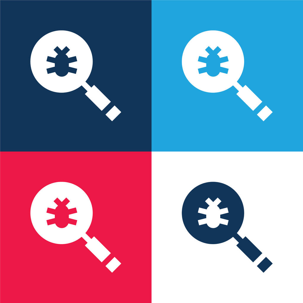 Antivirus blu e rosso quattro colori set di icone minime - Vettoriali, immagini