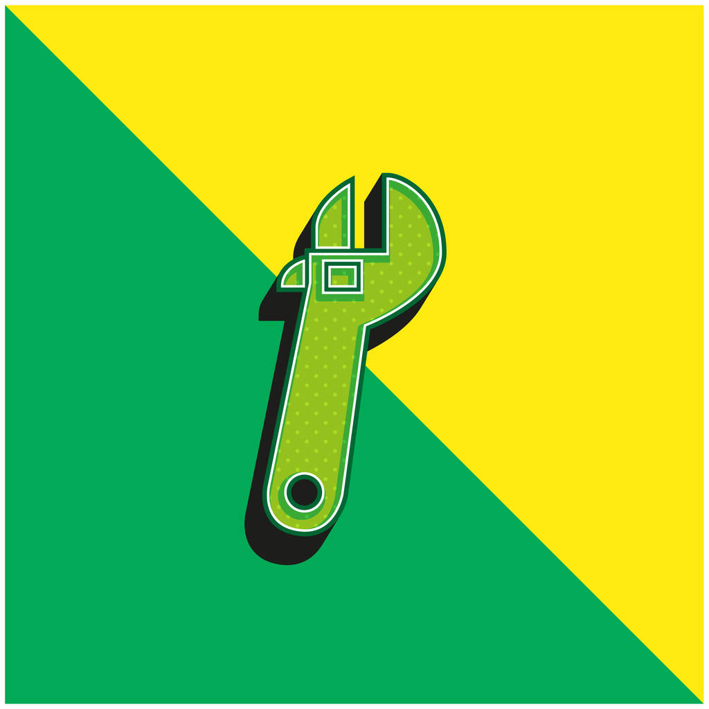 Adjusting Wrench Tool Green and yellow modern 3d vector icon logo - Vector, Image