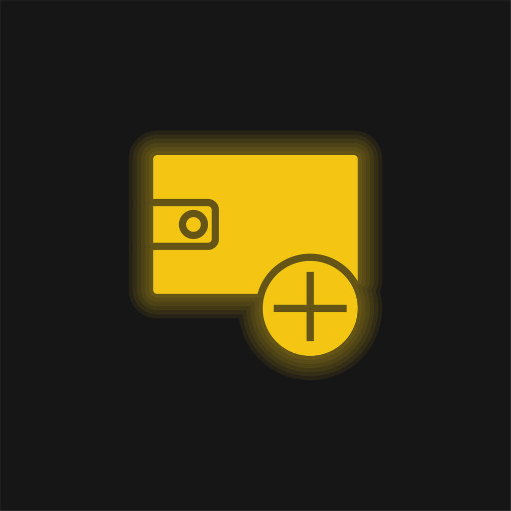 黄色の輝くネオンアイコンを追加 - ベクター画像