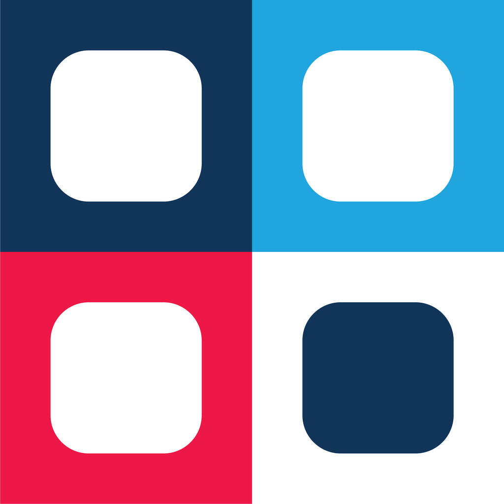 ブラック丸みを帯びた正方形の形状青と赤の4色の最小アイコンセット - ベクター画像
