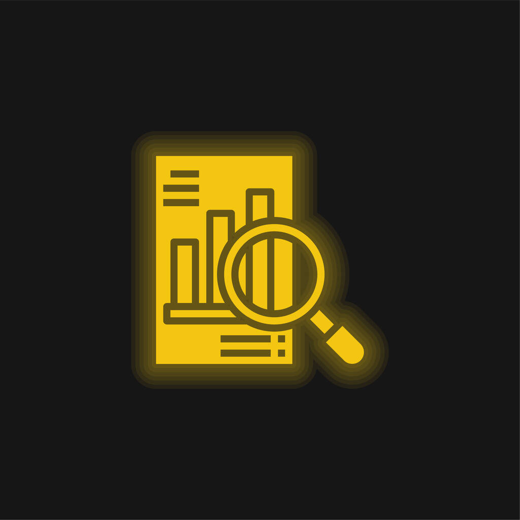 Analyse icône jaune néon brillant - Vecteur, image