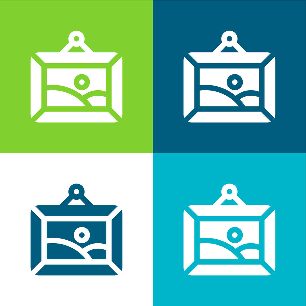 Artwork Set di icone minime a quattro colori piatti - Vettoriali, immagini