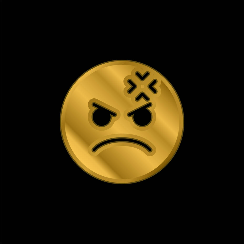 Icono metálico chapado en oro enojado o vector de logotipo - Vector, Imagen