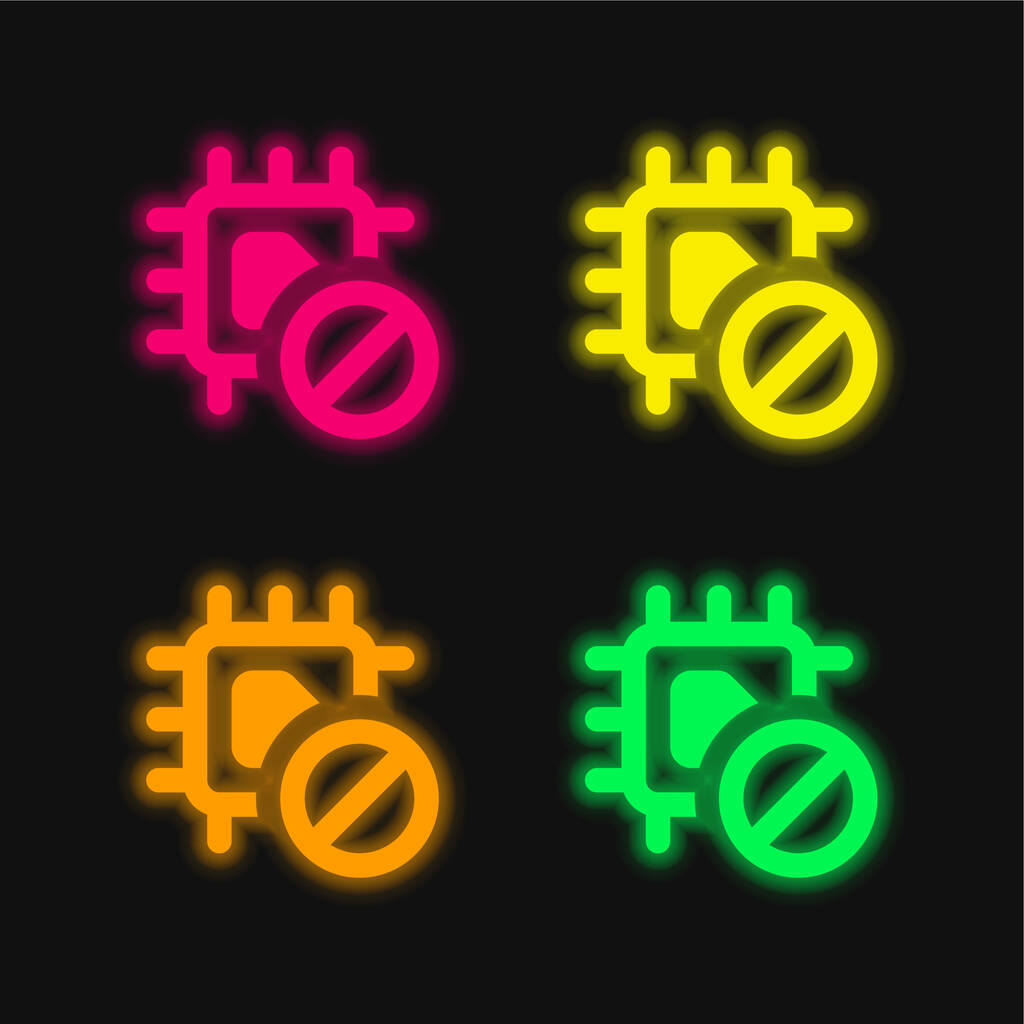 Запрещённый четырёхцветный светящийся неоновый вектор - Вектор,изображение