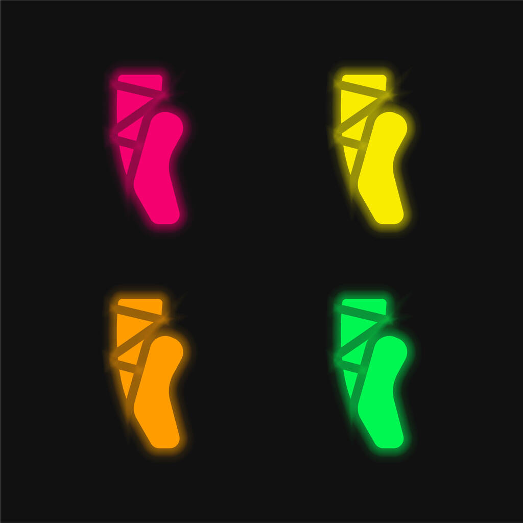 Ballett vier Farben leuchtenden Neon-Vektor-Symbol - Vektor, Bild