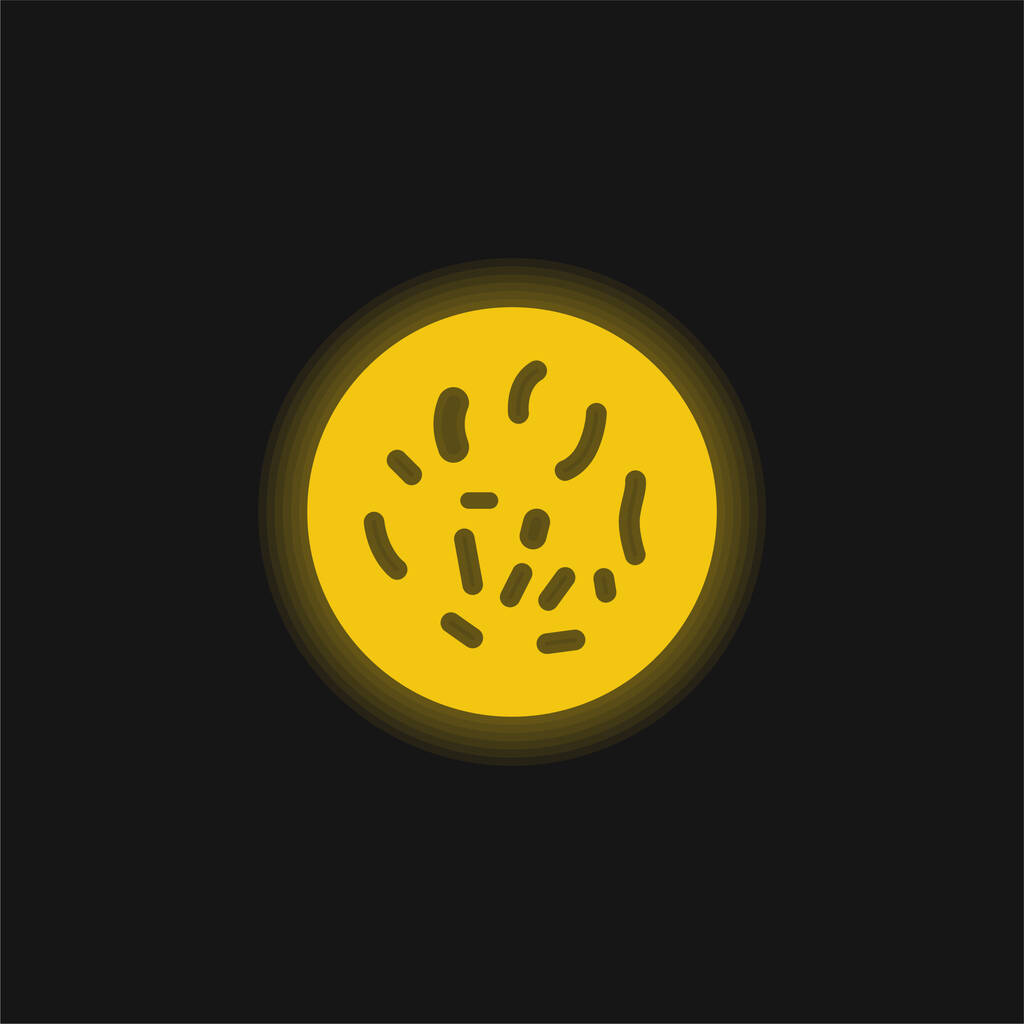 Bacteriën Cirkel geel gloeiend neon pictogram - Vector, afbeelding
