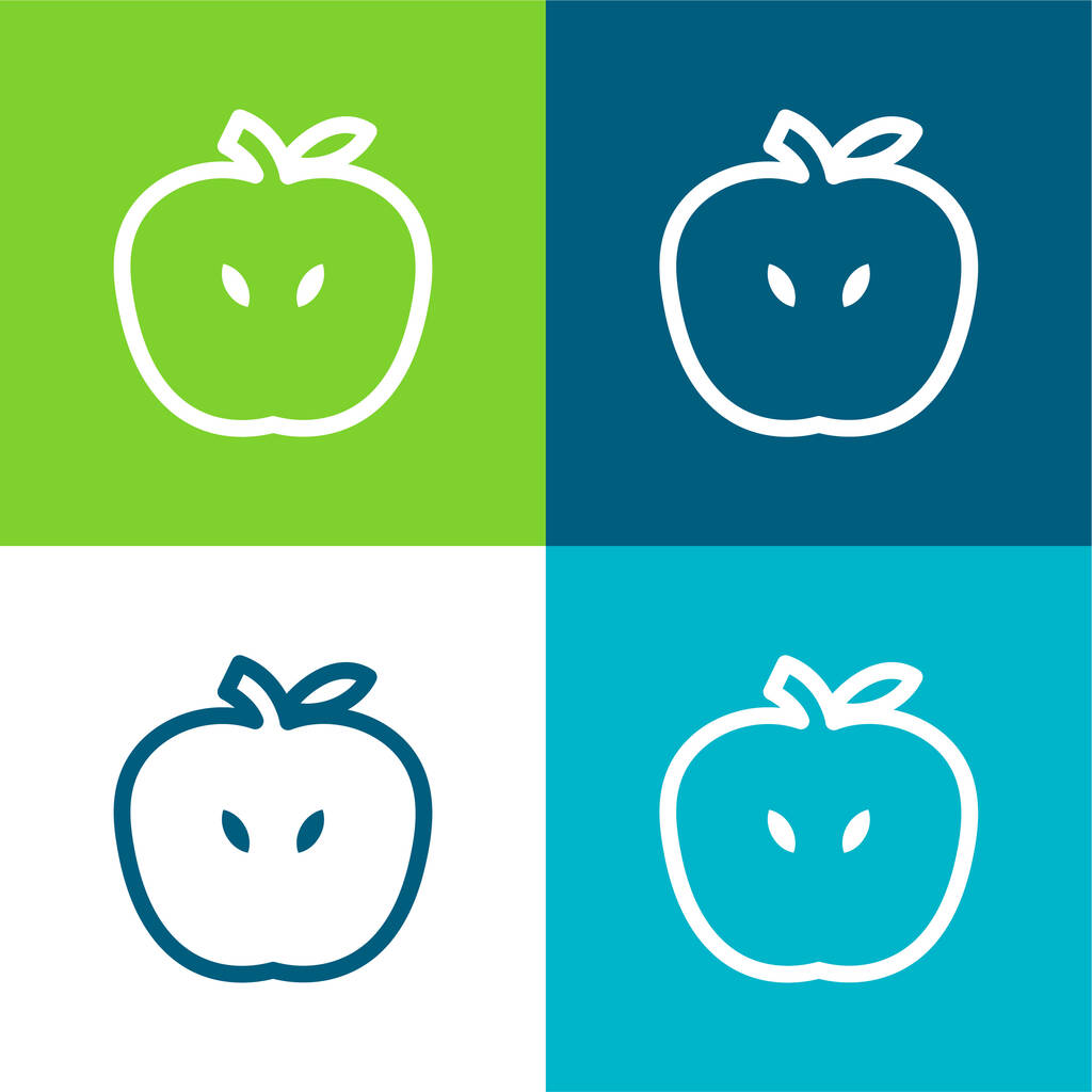 Apfelfrucht Flach vier Farben minimales Symbol-Set - Vektor, Bild