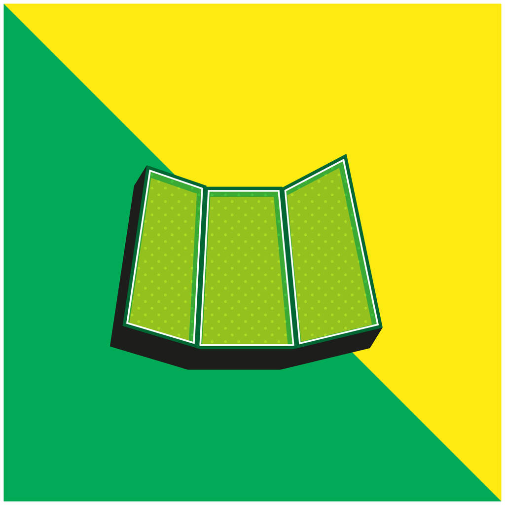 Impreso negro plegado papel verde y amarillo moderno vector 3d icono logotipo - Vector, Imagen