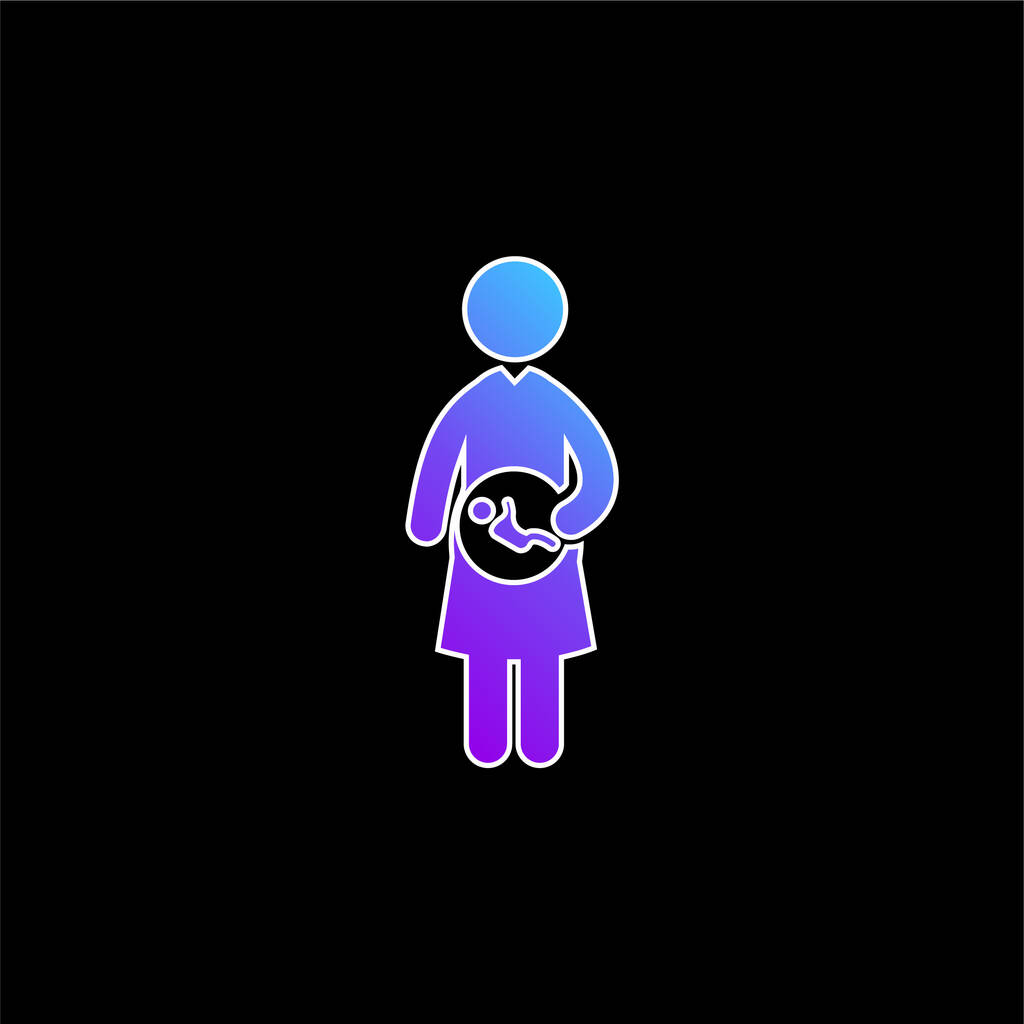 Baby In Mother Uterus blue gradient vector icon - Vector, Image