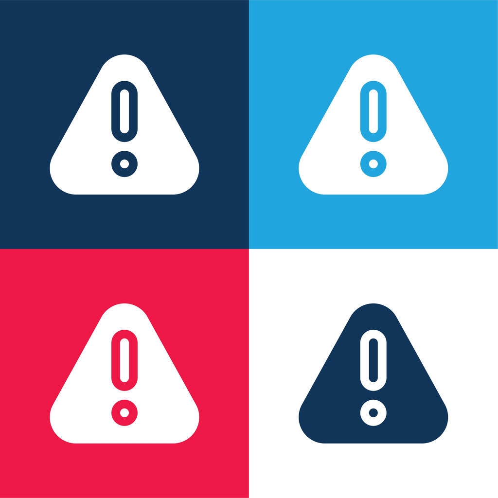 Attenzione blu e rosso quattro set icona minimale colore - Vettoriali, immagini