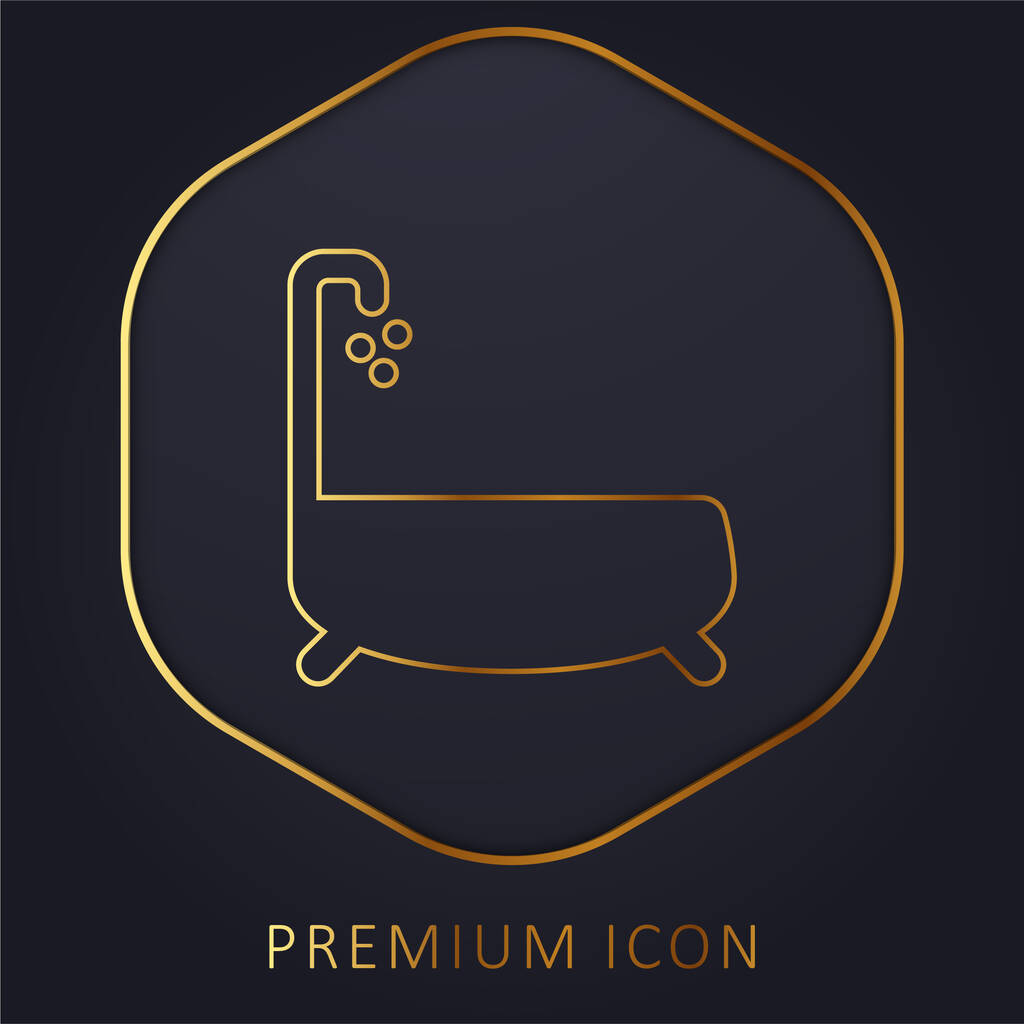 Fürdőkád Vízcsepegtető arany vonal prémium logó vagy ikon - Vektor, kép