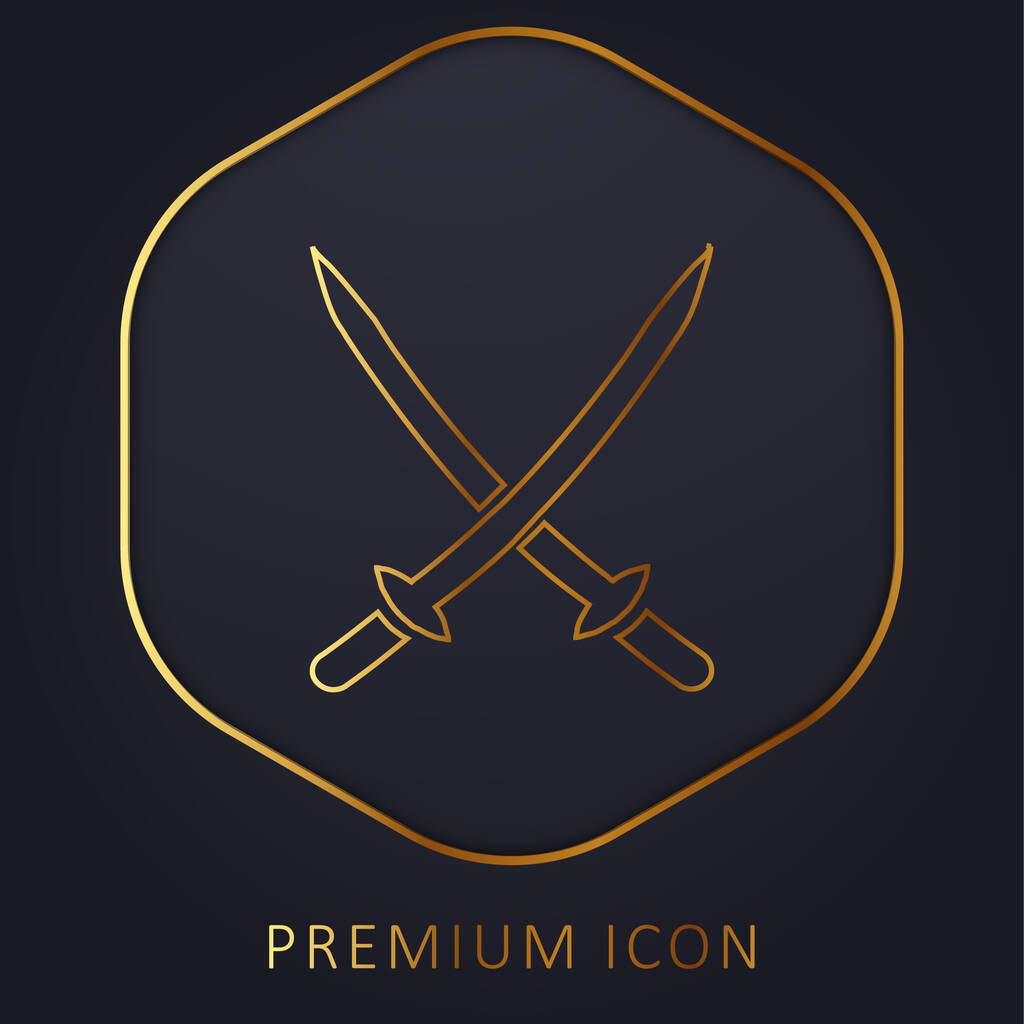 2 Katanas złotej linii logo premium lub ikona - Wektor, obraz