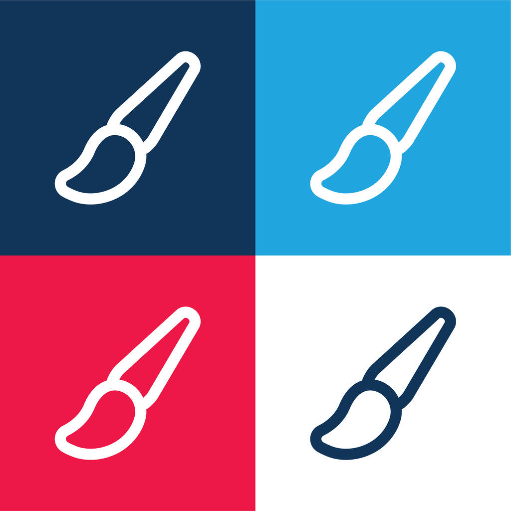 Art Paint Brosse contour bleu et rouge quatre couleurs ensemble d'icônes minimales - Vecteur, image