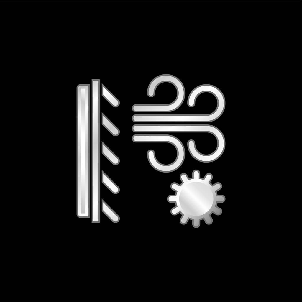 Klimatizace postříbřená kovová ikona - Vektor, obrázek