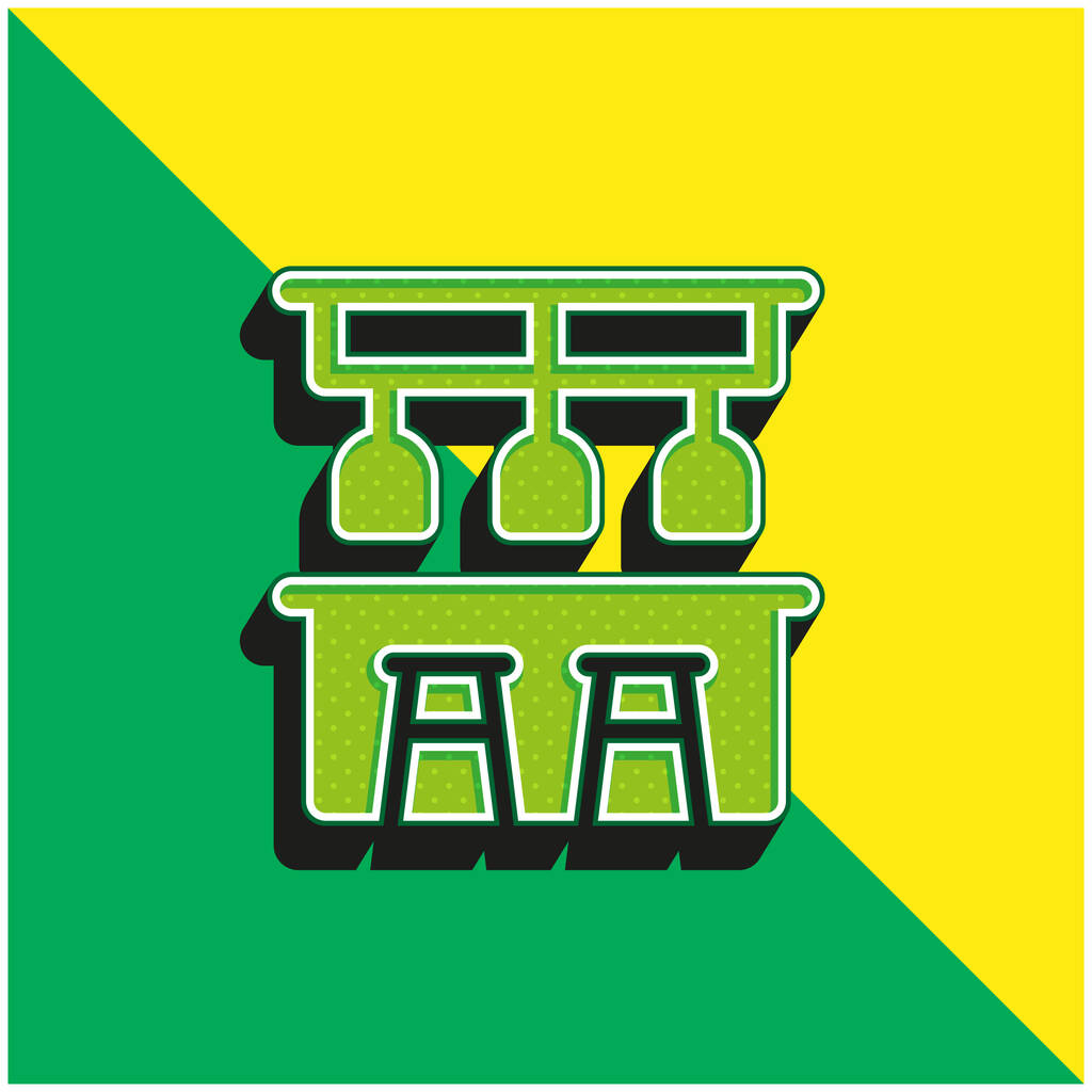 Bar Counter Vihreä ja keltainen moderni 3d vektori kuvake logo - Vektori, kuva
