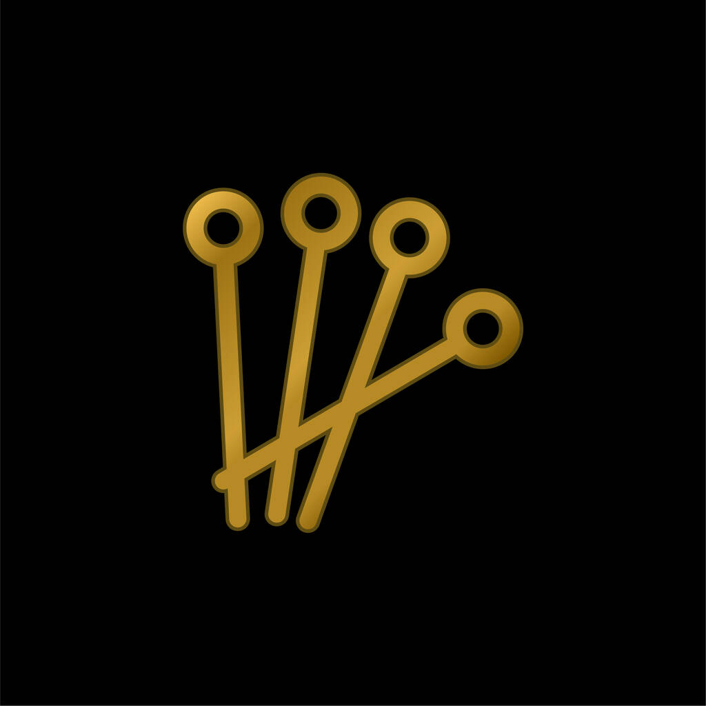 Igły akupunkturowe złocone metaliczna ikona lub wektor logo - Wektor, obraz