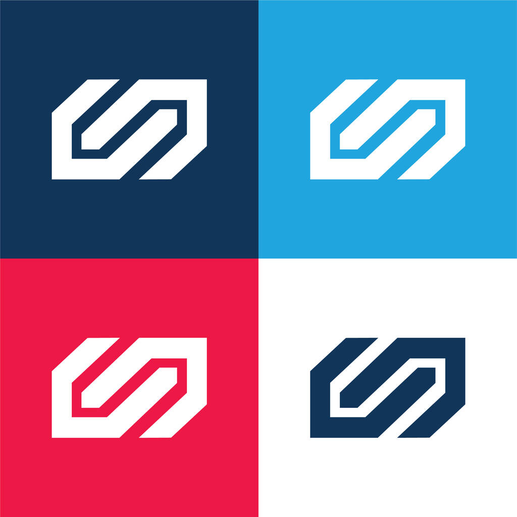 Set di icone minimali a quattro colori blu e rosso con logo della metropolitana di Barcellona - Vettoriali, immagini