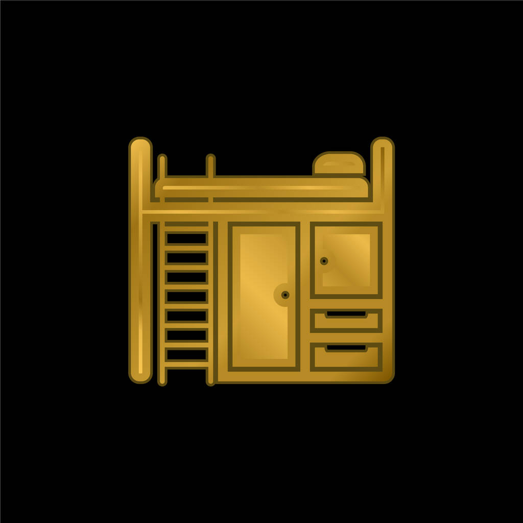 Κρεβατοκάμαρα Επίχρυσο μεταλλικό εικονίδιο ή λογότυπο διάνυσμα - Διάνυσμα, εικόνα
