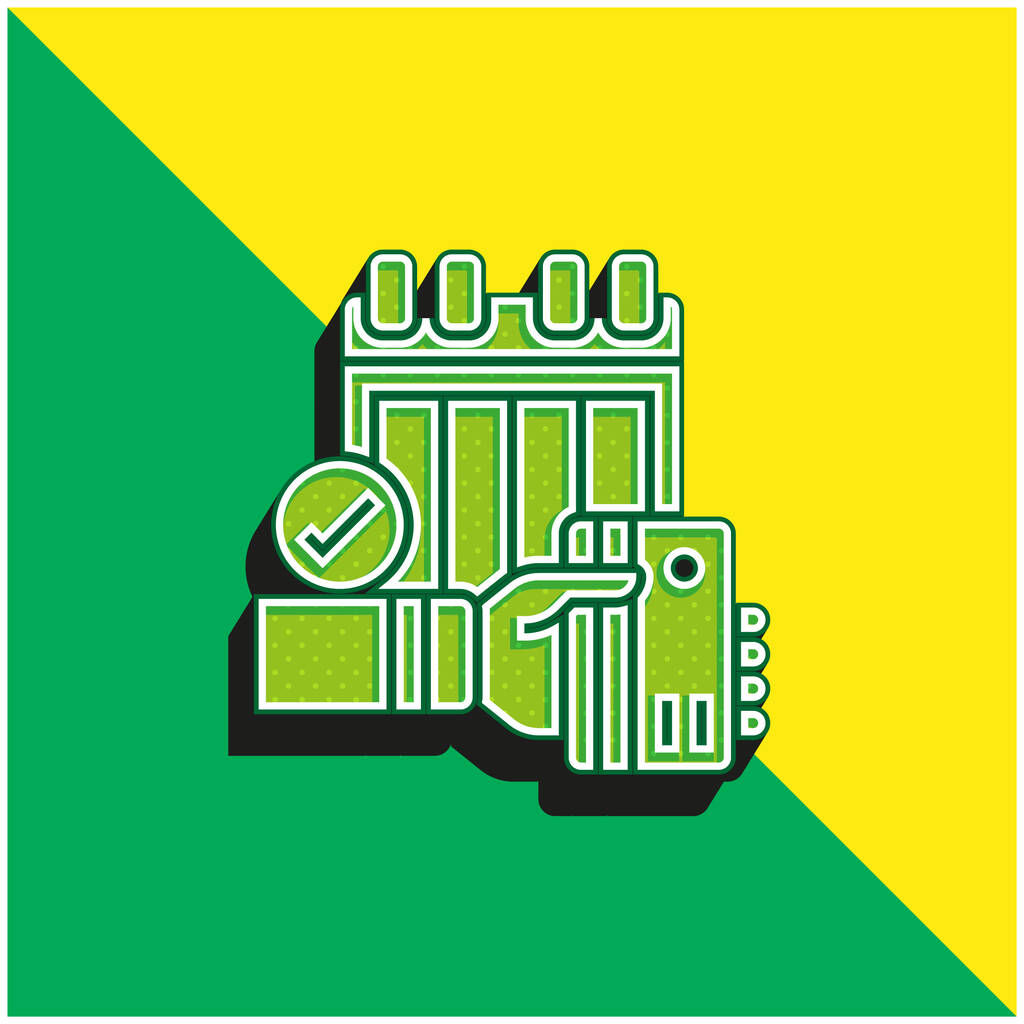 Anual verde y amarillo moderno vector 3d logotipo del icono - Vector, Imagen