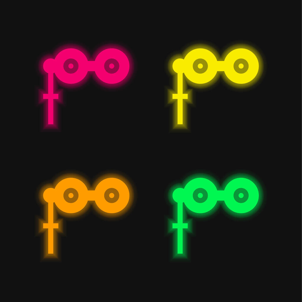 Κυάλια τέσσερα χρώματα λαμπερό νέον διάνυσμα εικονίδιο - Διάνυσμα, εικόνα