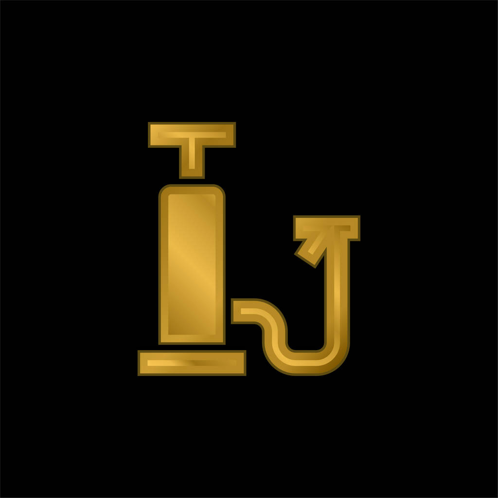 Air Pump gold plated metalic icon or logo vector - Vector, Image