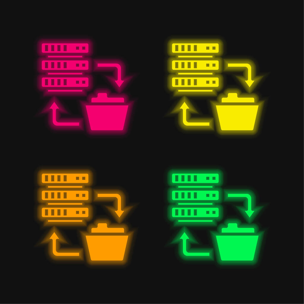 Backup cztery kolory świecące neon wektor ikona - Wektor, obraz