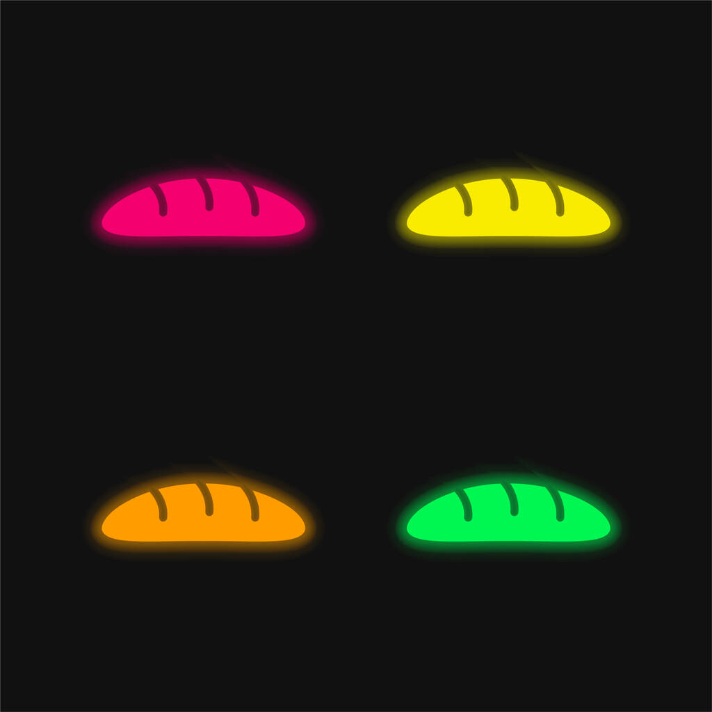 Bread four color glowing neon vector icon - Vector, Image