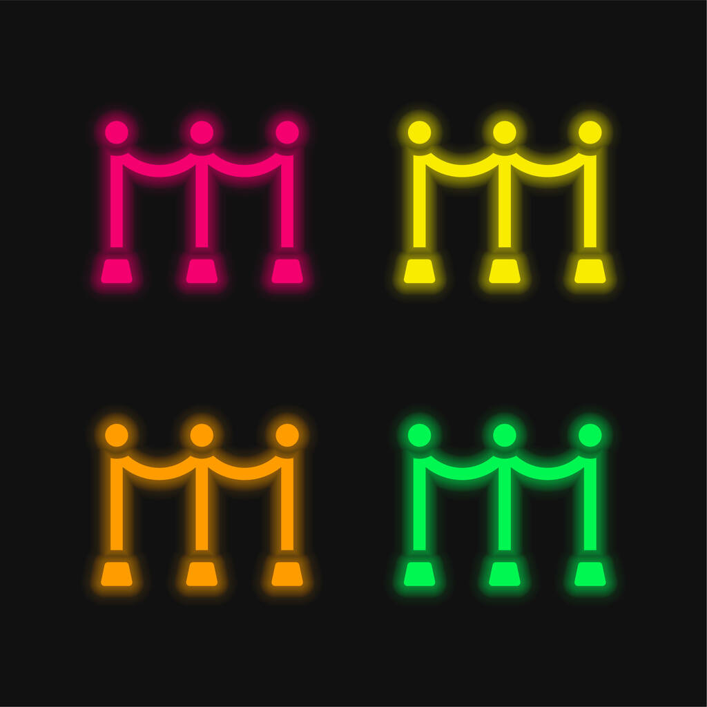 Akadály négy színű izzó neon vektor ikon - Vektor, kép