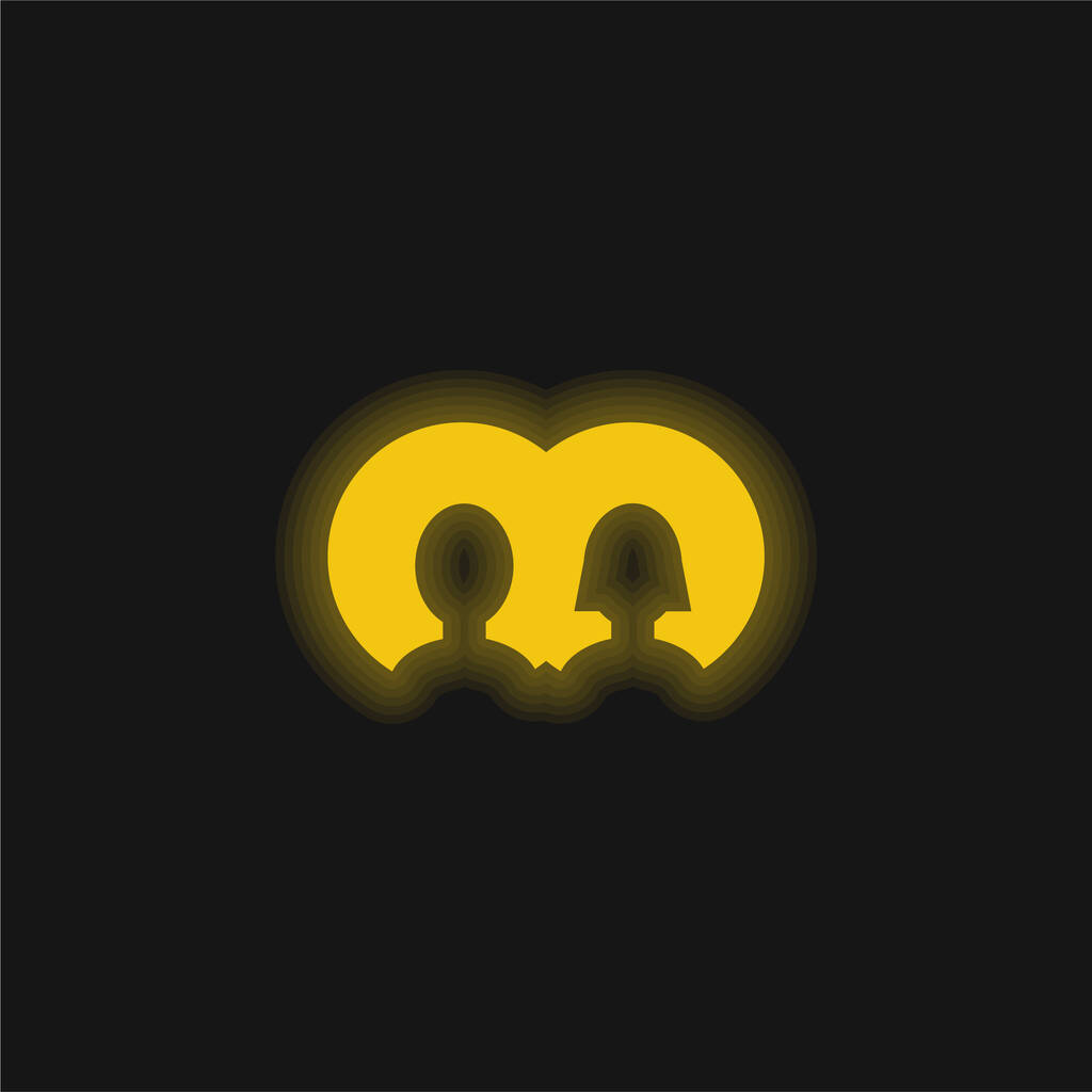 Fiú és lány felhasználó Avatarok sárga izzó neon ikon - Vektor, kép