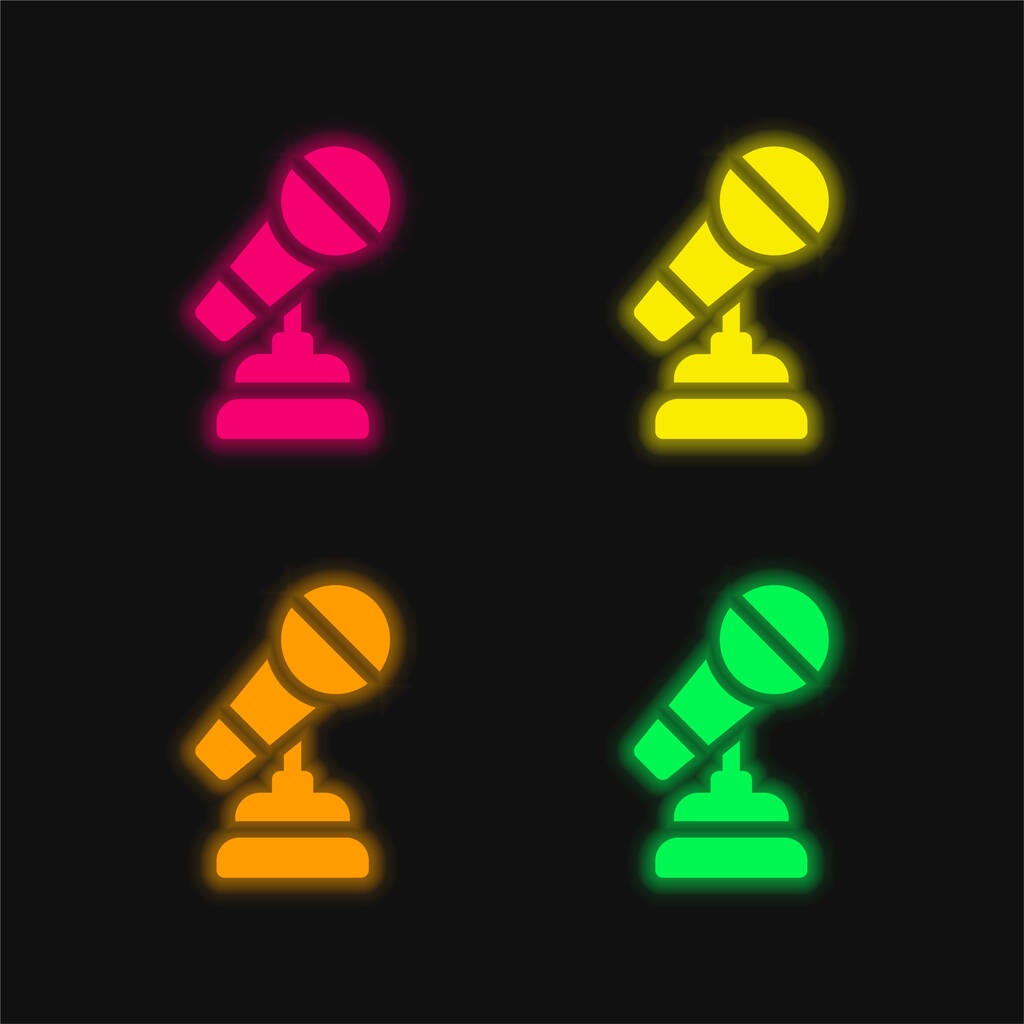 Premio de cuatro colores brillante icono de vectores de neón - Vector, Imagen
