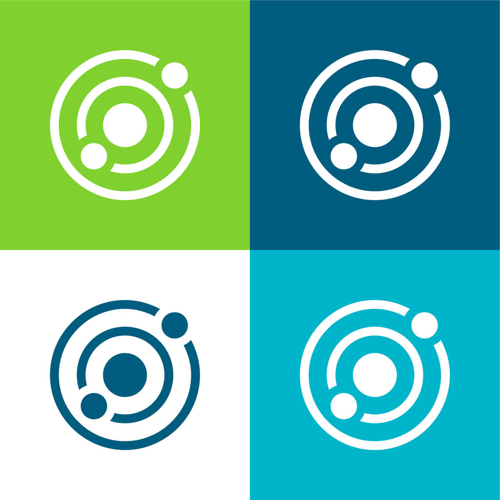 Astronomia Set di icone minime a quattro colori piatti - Vettoriali, immagini