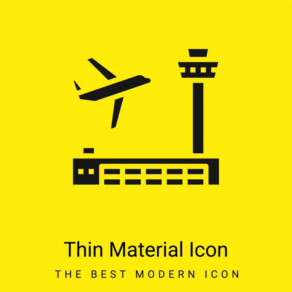 Aeropuerto mínimo icono de material amarillo brillante - Vector, Imagen