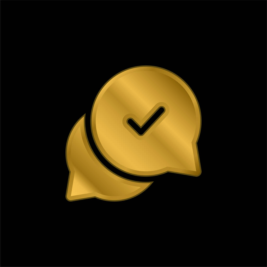 Aprovação banhado a ouro ícone metálico ou vetor logotipo - Vetor, Imagem