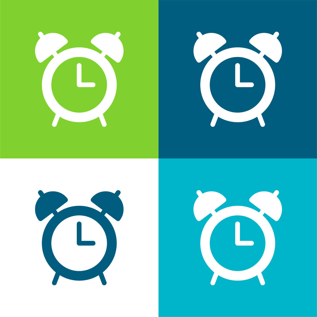Reloj despertador Plano de cuatro colores mínimo icono conjunto - Vector, Imagen